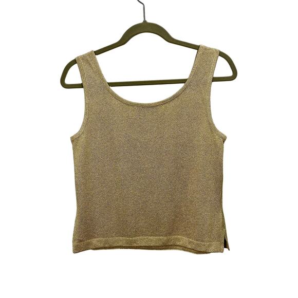 Vintage Y2K St. John Gold Knit Tank Top Metallic Sleeveless - Size Small - Picture 3 of 8